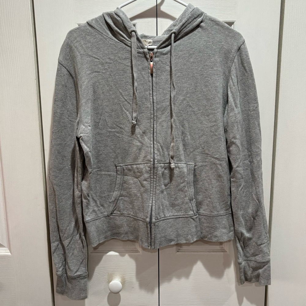 ZENANA OUTFITTERS Women’s Gray Zip Up Hooded Hoodie Sweatshirt Jacket - size M
